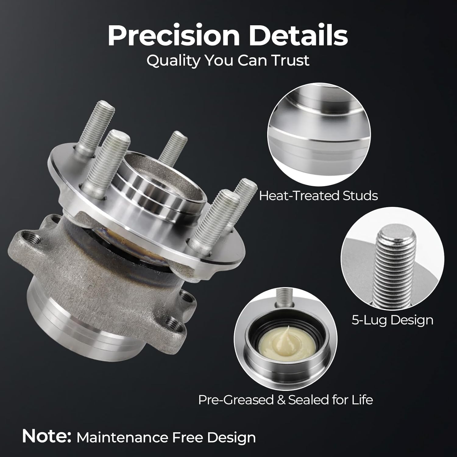 Rear Wheel Hub Bearing Assembly 512518 Compatible with Subaru Crosstrek Forester Impreza 2012-2018 - Replaces 28473FJ000 5-Lug w/ABS Magnetic Ring