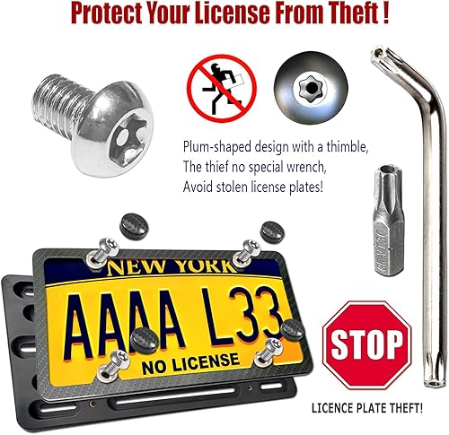 Miniatura 2 de Aootf Kit de montaje de placa frontal, adaptador universal de soporte de placa frontal, soporte de parachoques y marco de matrícula estilo fibra de