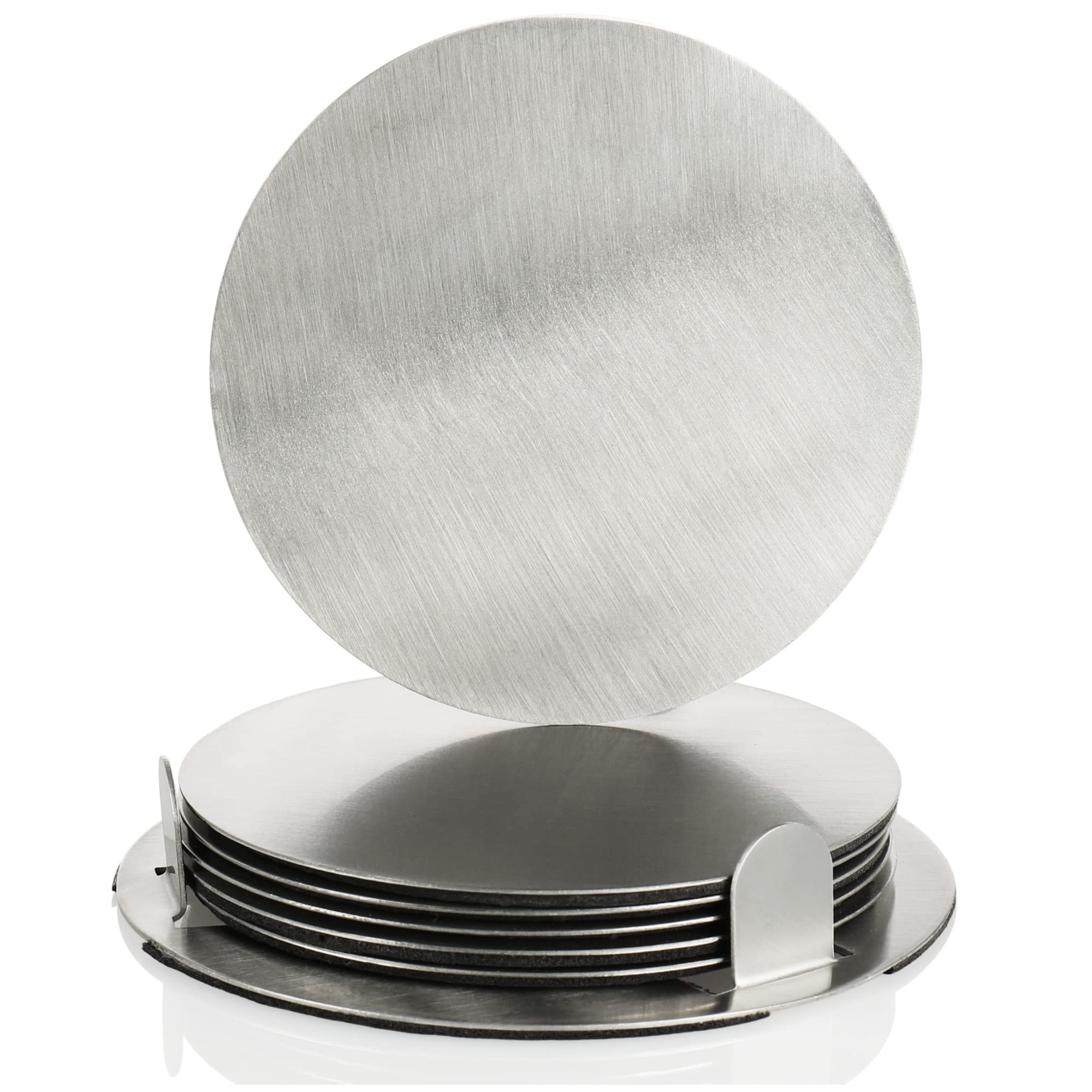 Set 6 Sottobicchieri In Silicone Con Supporto: Rotondi Antiscivolo 10,2 Cm Per Bevande Calde/fredde, Bordo Rialzato, Per Casa E Ufficio (nero/grigio) - 2