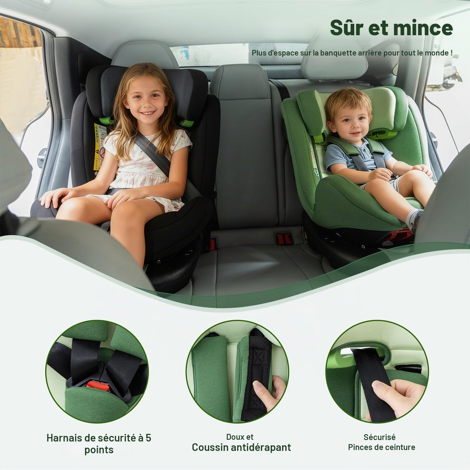 Siège Auto Enfant i-Size Pivotant 360° avec ISOFIX et Top Tether, Testé ADAC, pour Nourrisson et Enfant de 0 à 12 Ans (40-150 cm), Housse Lavable, Groupe 0/1/2/3, Gris