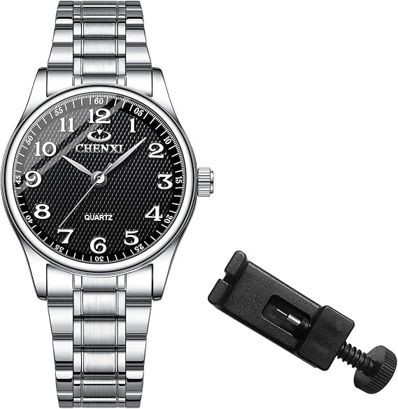 JewelryWe Watches Men Women Analogue Quartz Wrist Watch 30 m Waterproof Stainless Steel Bracelet Business Casual Watch with Luminous Hands and Watch Tool Various Models