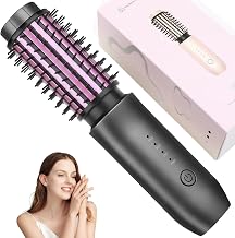 Wireless Curling Iron Brush, Hot Air Brush, Round Brush Hairdryer, Thermal Brush, Hair Dryer Brush, Portable Travel Curling Iron Mini Brush, 7000 mAh USB Rechargeable Curling Iron Brush with Negative Ions (Gery)