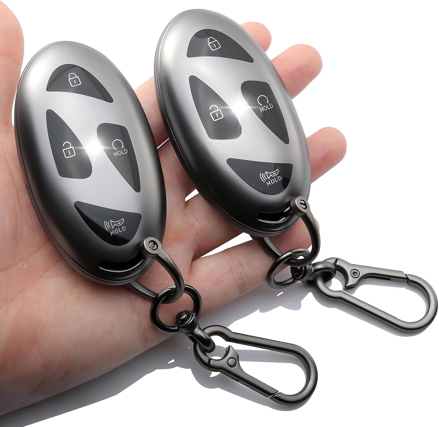 2-Pack for Hyundai Key Fob Cover with Keychain 5-Button TPU Key Case for 2022 2023 2024 2025 Elantra, Sonata, Ioniq 6, Santa Fe, Tucson, Kona (Grey)