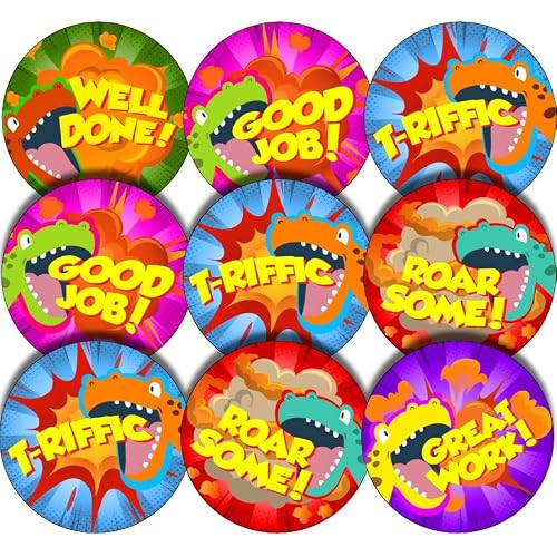 Sticker Stocker 144 Dinosaur Praise Words 30Mm Children's Reward Stickers For Teachers And Parents Size 6