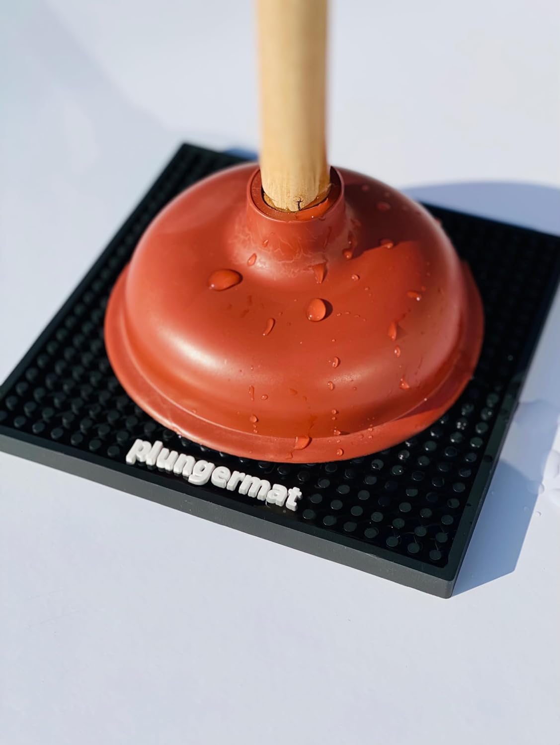 Plunger Mat- Air Drying mat for Toilet Plunger - Catches Drips - Wicks Water from Plunger and Dries Quickly