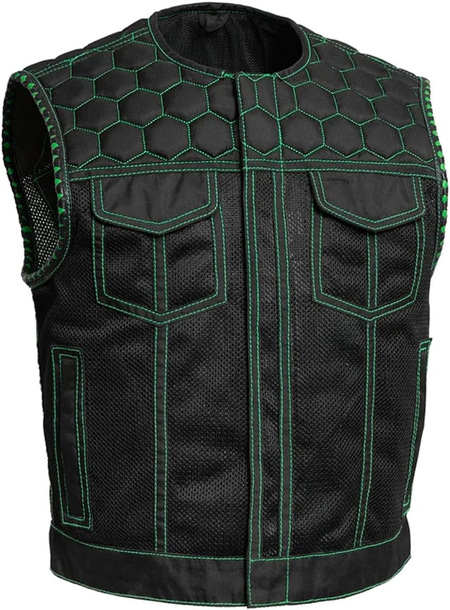 First Mfg Co - Lowside Hornet - Men's Motorcycle Premium Moto Mesh | Perforated Leather Club Style Vest