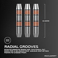 Vista 5 de Accudart Soft Tip Dart Set 2.0 - Barril con acabado de acero inoxidable - Ranuras radiales - Ejes de policarbonato - Vuelos de forma estándar
