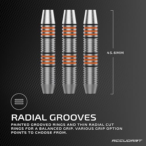 Miniatura 5 de Accudart Soft Tip Dart Set 2.0 - Barril con acabado de acero inoxidable - Ranuras radiales - Ejes de policarbonato - Vuelos de forma estándar -