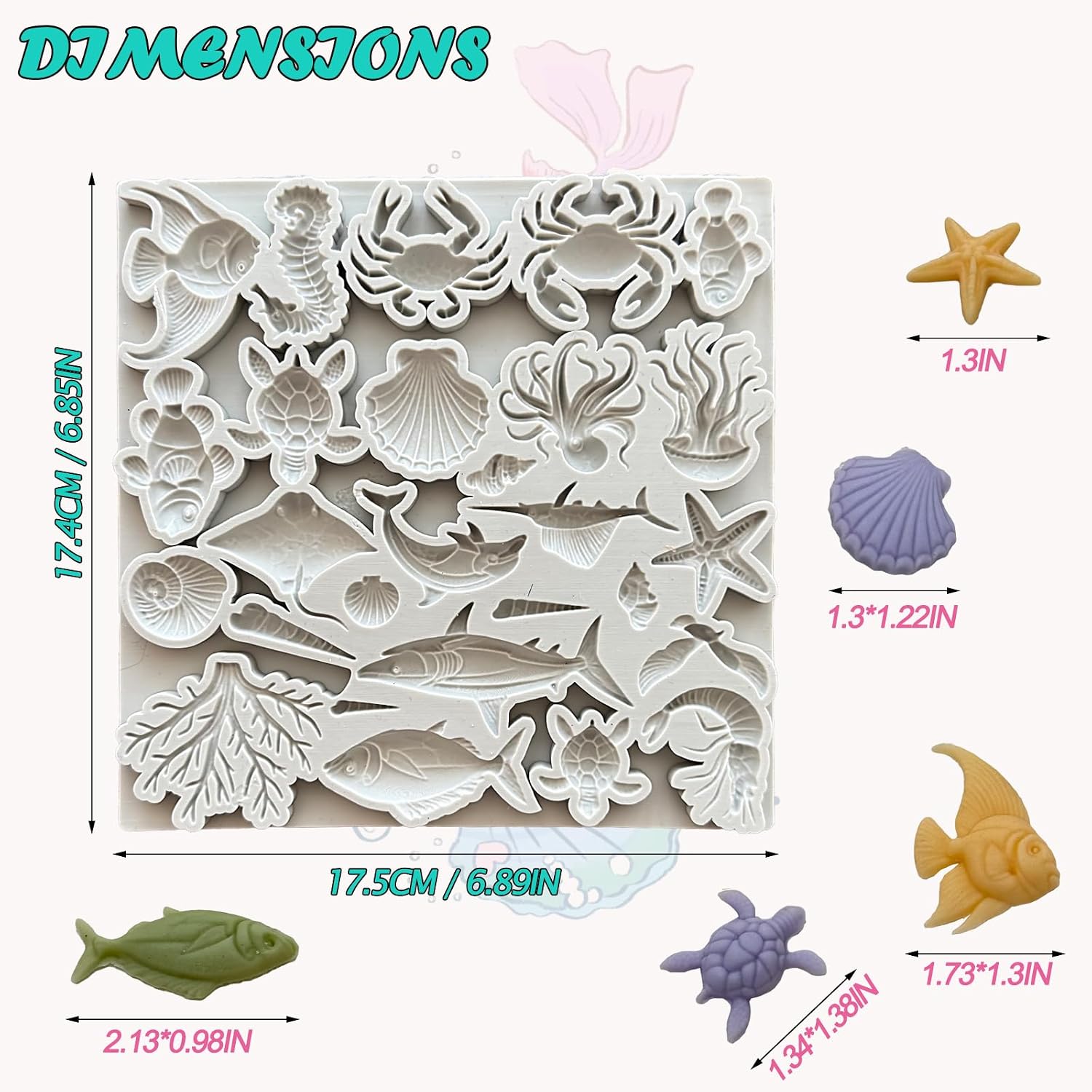 Ocean Animal Silicone Molds, Sea Creature Chocolate Candy Molds Starfish Coral Seashell Turtle Shark Shape Baking Mold For Fondant Ice Candle Soap Cake Cupcake Decoration
