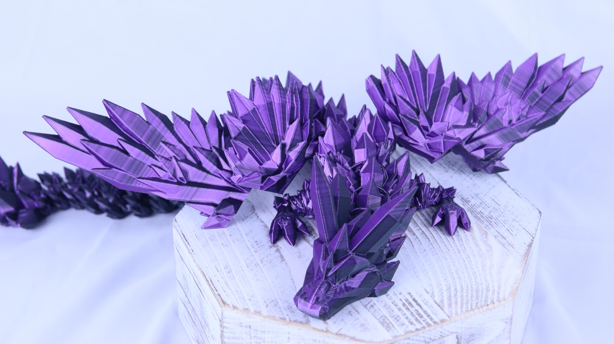Generic Large 40cm Articulated 3D Printed Winged Dragon, Adult/Childrens Toy Gift Black/Purple, Purple and Black, Extra Large - Image 4