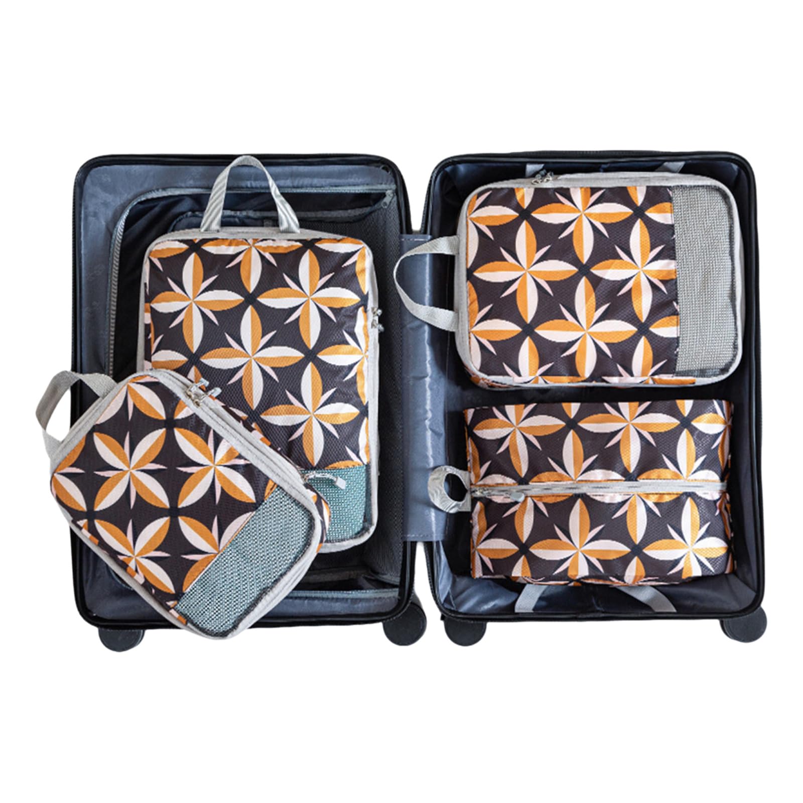 Mekalero A Of 4 Printing Compression Packing Cubes Sturdy Travel Packing Cubes With Practical Waterproof Polyester Materials Compression Luggage Bags