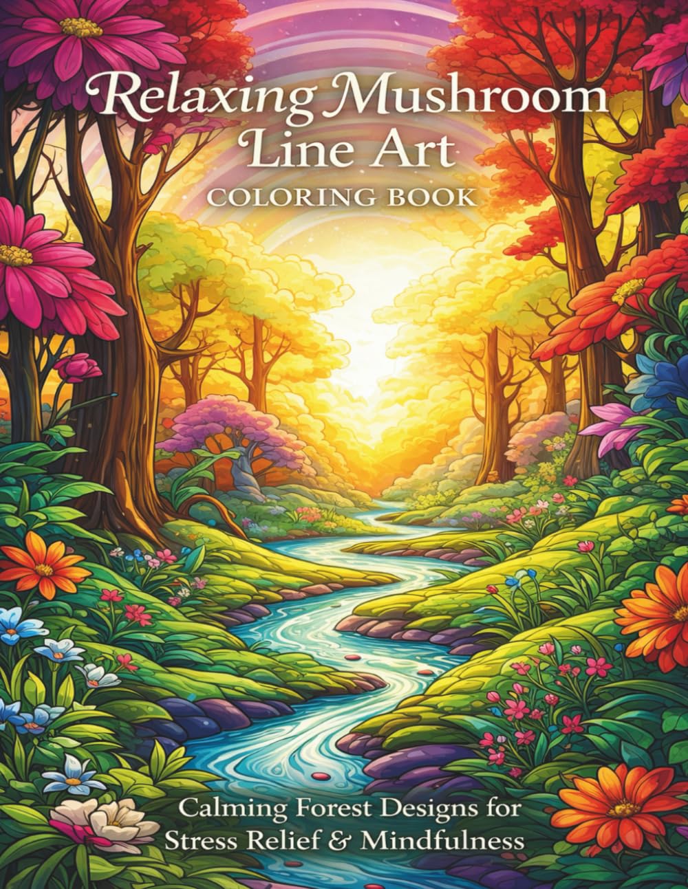 Relaxing Mushroom Line Art Coloring Book: Calming Forest Designs for Stress Relief & Mindfulness