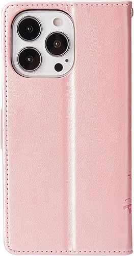 Miniatura 2 de Funda con tapa compatible con iPhone 15 Pro Max, funda tipo cartera de piel sintética, funda de silicona con estampado floral de mariposa en