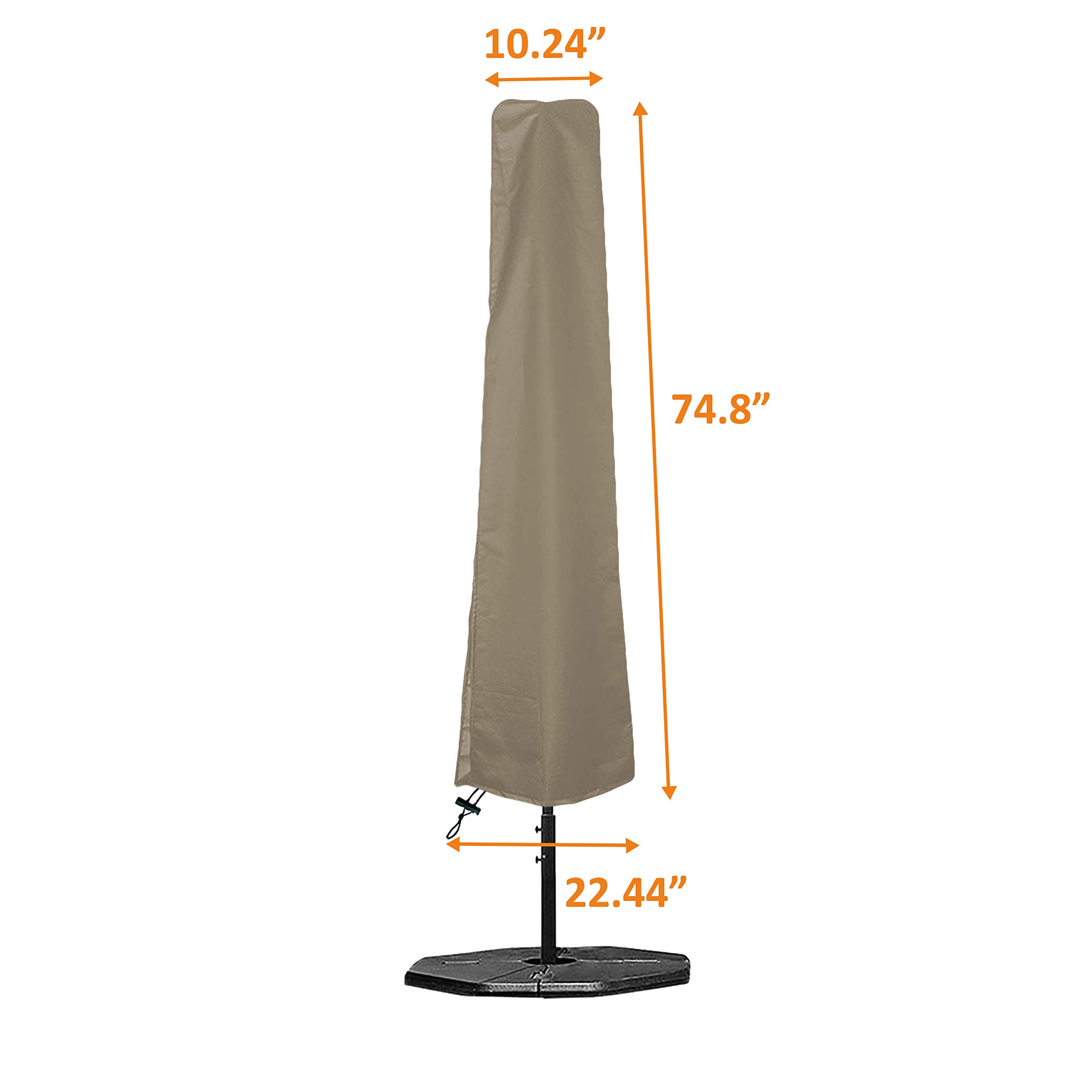 Pokrowiec na parasol na patio na zewnątrz 350 ml wodoodporny - 100% odporny na promieniowanie UV i warunki atmosferyczne pokrowiec na parasol - wytrzymałe pokrowce na meble na patio z kieszeniami powietrznymi i sznurkiem do wygodnego dopasowania (beżowy)