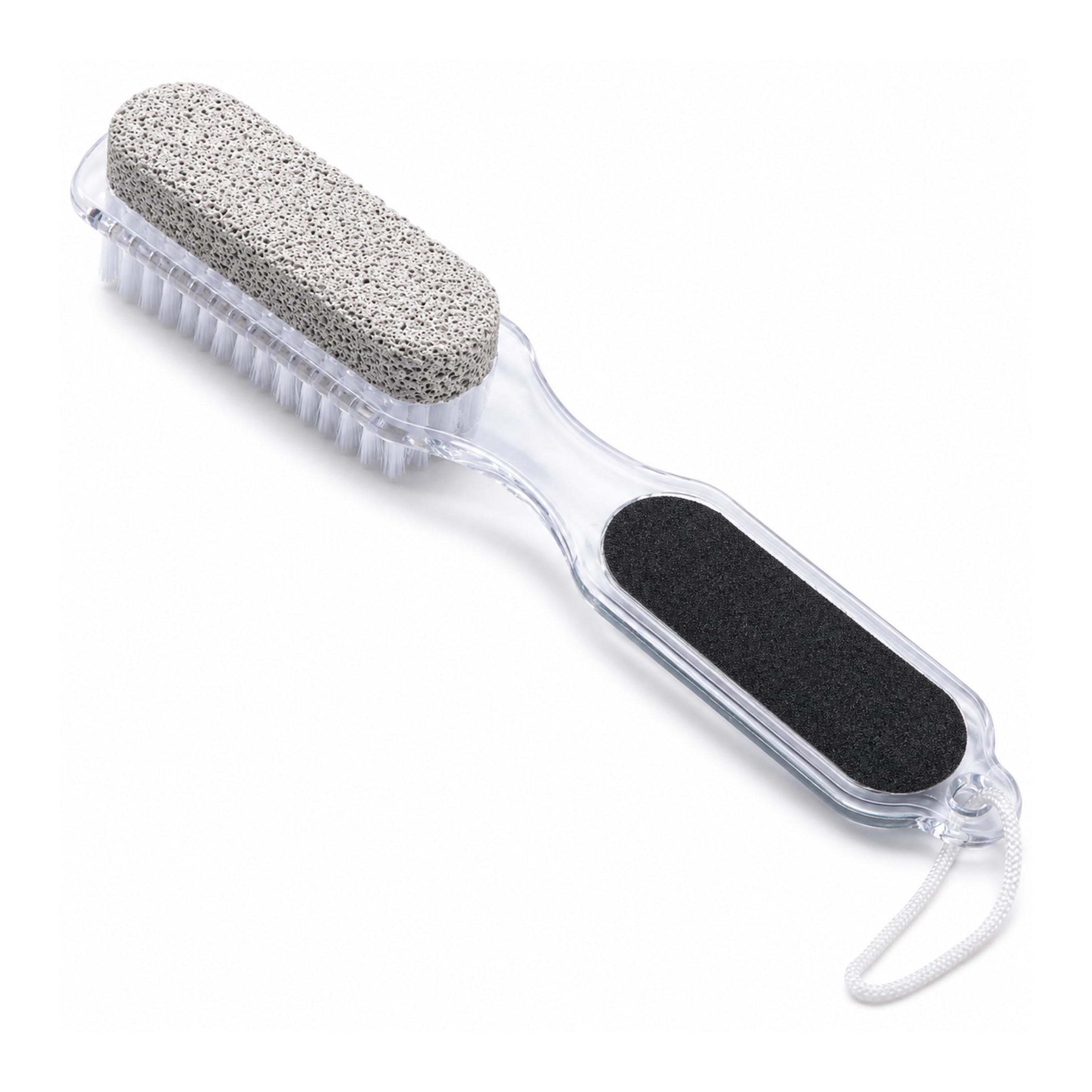 4 in 1 Foot Scrubber Brush, Pumice Stone with Nail File, Dead Skin Remover for Cracked Heels, Transparent Handle-picture-42