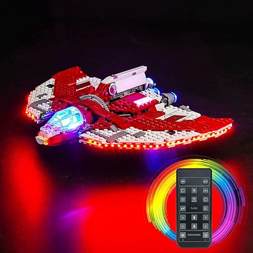 BrickBling Luz LED para Lego Ahsoka Tano T-6 Jedi Shuttle Playset (sin modelo), luces de control remoto compatibles con Lego 75362, gran sorpresa