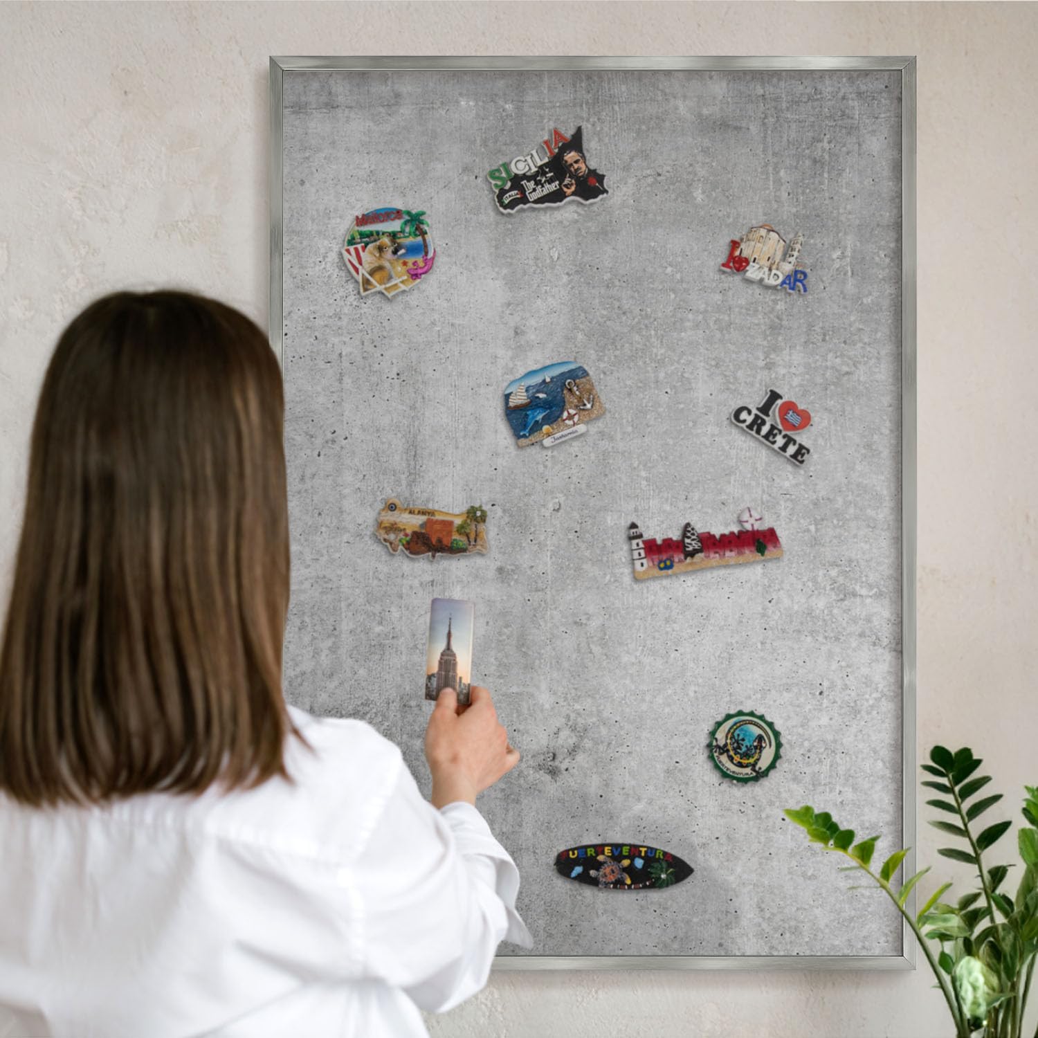 Wochenplaner fürs Home Office 100x70 Konkreter Minimalismus Silberner Rahmen