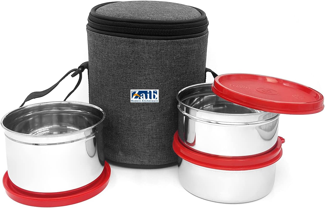 Amazon.com: Zaib Stainless Steel Insulated Softline Lunch Box for Office | Tiffin Box for Men ...