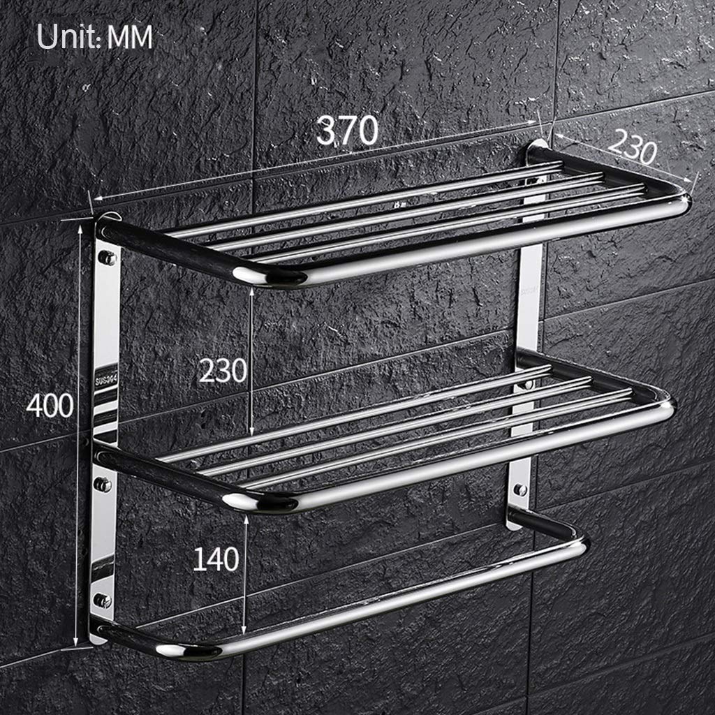 Portasciugamani da parete a 3 ripiani, salvaspazio, con 3 barre e mensola, elegante decorazione per il bagno, facile installazione, 370 mm per asciugamani e accessori, organizza il tuo spazio!