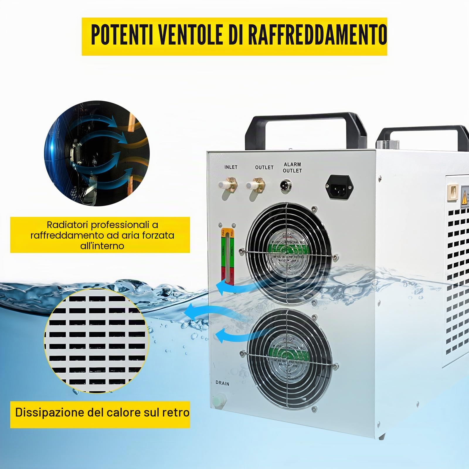 Raffreddatore d'acqua industriale Cw-5000,Raffreddatore per tubi laser Co2 Raffreddatore industriale Termostato preciso per macchine per incisione CNC/incisore laser 80w / 100w (CW-5000DG)
