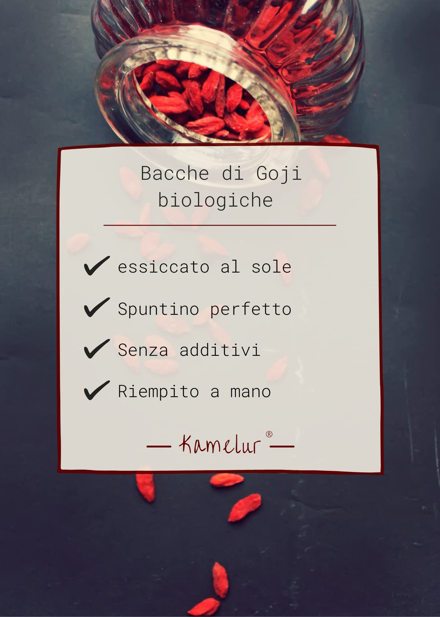 Kamelur Bacche Di Goji BIO Essiccate - Bacche Di Goji BIO Non Zuccherate Come Spuntino O Come Aggiunta A Un Delizioso Muesli 1 Kg (Confezione Da 1)
