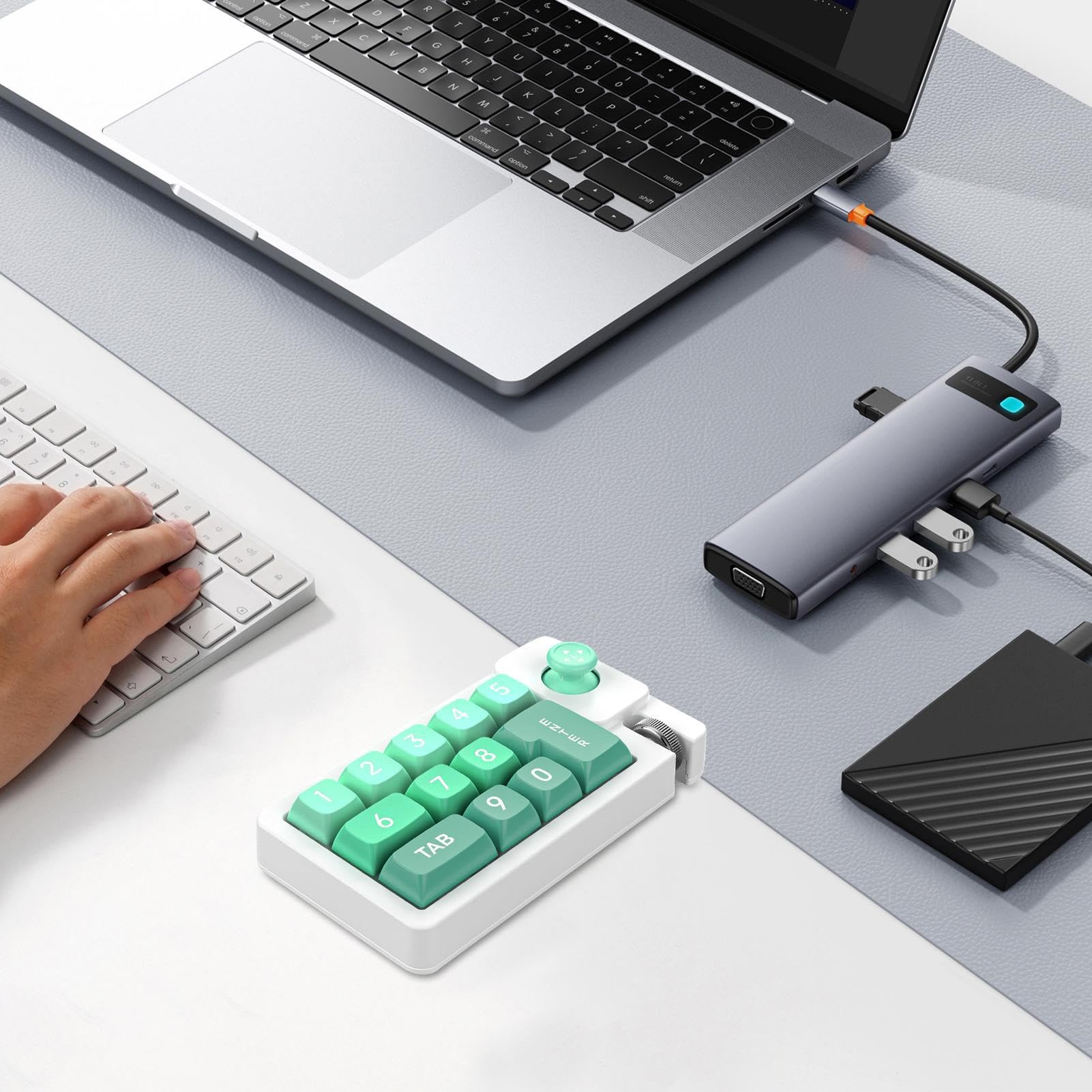Clavier Programmable - Clavier Mécanique | Pavé Numérique À Une Main avec Joystick Interchangeable À Chaud pour Dactylographie Production Musicale Trading Configuration Et Jeu PC