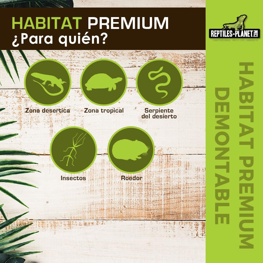 Reptiles Planet - Terrario Hábitat Premium Desmontable - 76,2x30,5x30,5 cm
