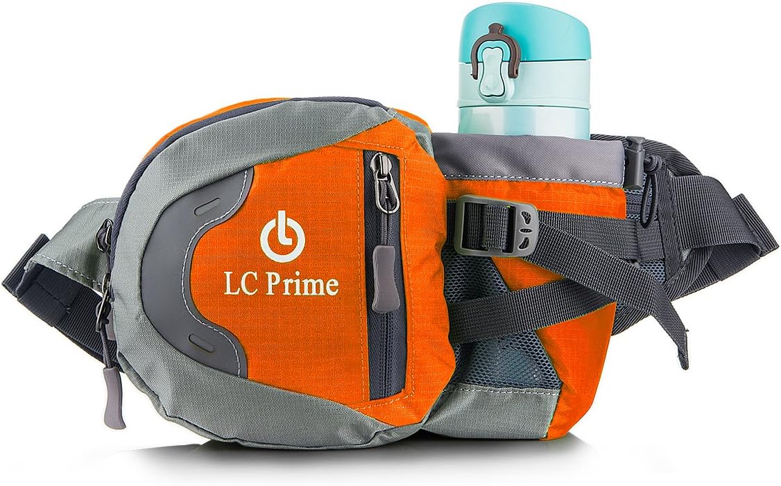 Waist Pack Fanny Pack Bum Bag Hip Pack Running Bag Waist Bag Running Belt Sack Water Resistant with Bottle (Not Included) Holder for Hiking Camping Dog Walking nylon fabric multicolored - by LC Prime