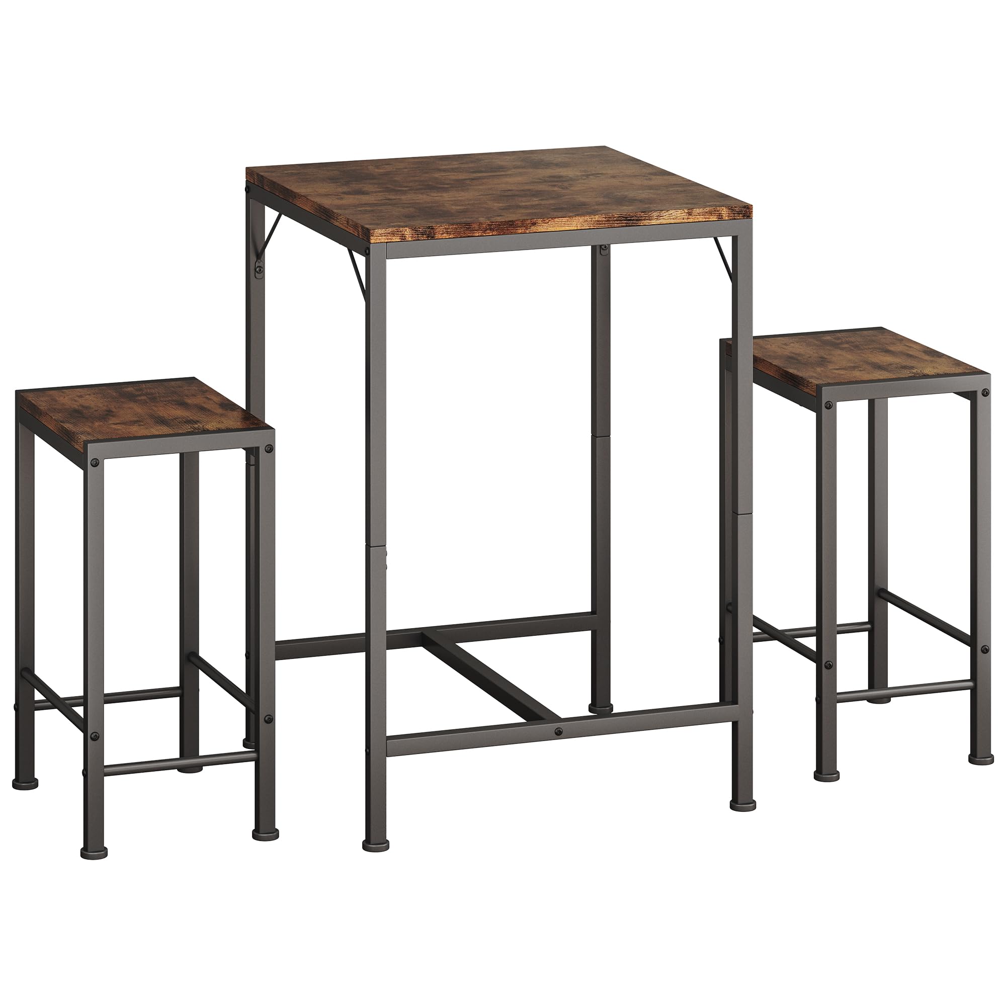 Juego de mesa y sillas de bar, mesa de bar cuadrada con 2 taburetes, juego de comedor que ahorra espacio para 2, perfecto para cocina, rincón de desayuno, sala de estar y espacios pequeños