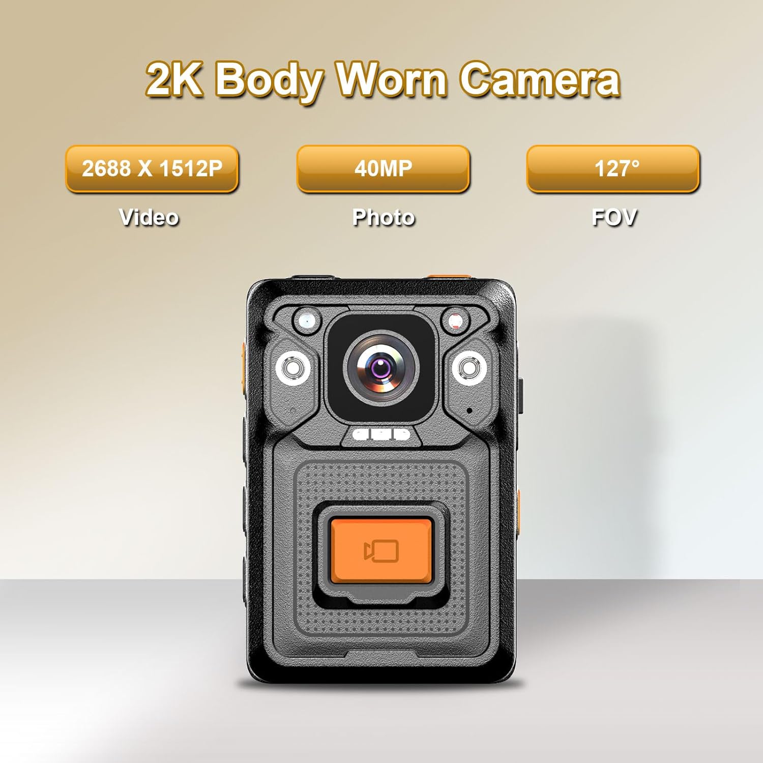 KP22 2.5K Body Cameras,128GB,1512P,H.265,Night Vision,14H Video Record,60FPS,GPS,Pre-Recording,with Car Suction for Dashcams, Security,Law Enforcement, Outdoor Work