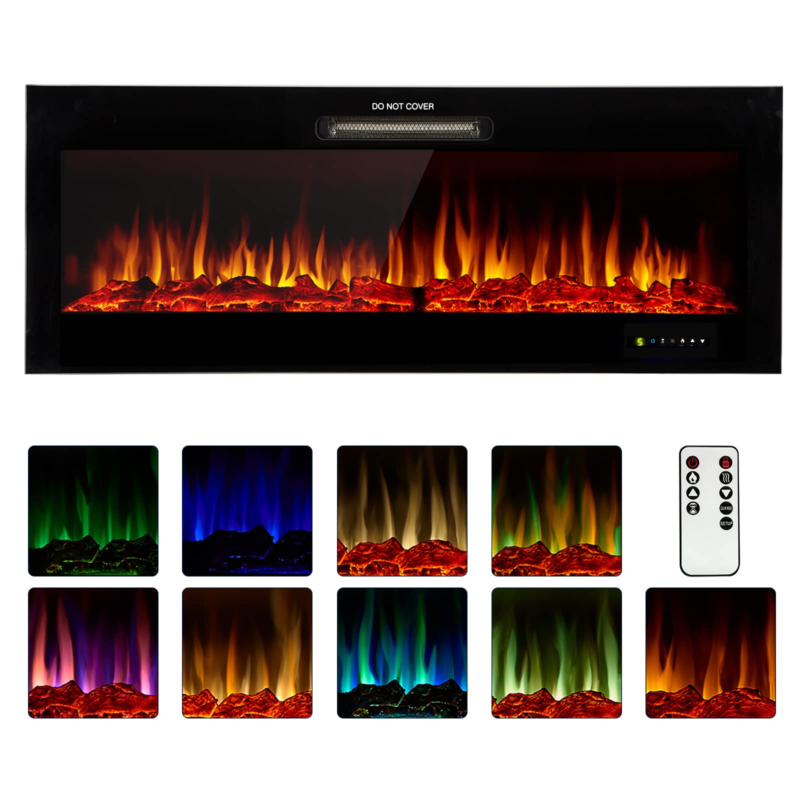 127cm Recessed Wall Mounted Electric Fireplace Insert