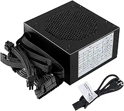 Hivento Fonte, 700W, ATX Não Modular Fonte PC, Certificação 80 Plus Bronze, PFC Ativo, Baixo Ruído, Acompanha Cabo de Energia, 110/240V, Cor Preta