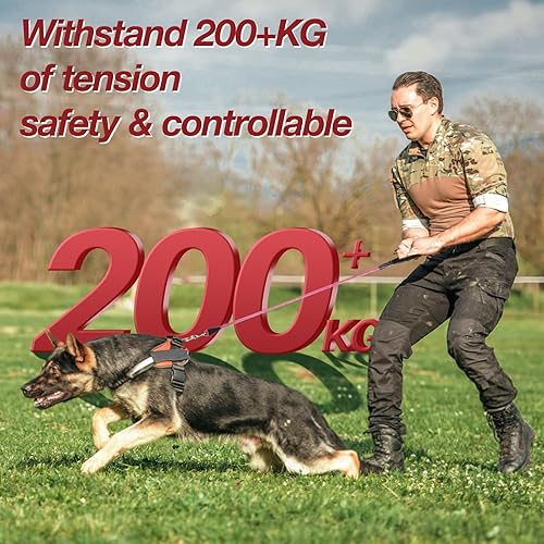 Miniatura 5 de Correa morada de 4 pies para perros grandes, caminata nocturna, reflectante, resistente a las masticaciones, correa de nailon con mango acolchado y