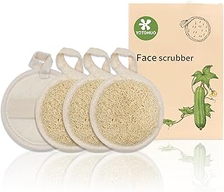Natural Loofah Face Scrubber (4Pack),Exfoliating Facial Scrub Pads Made from Organic Luffa for Women and Men