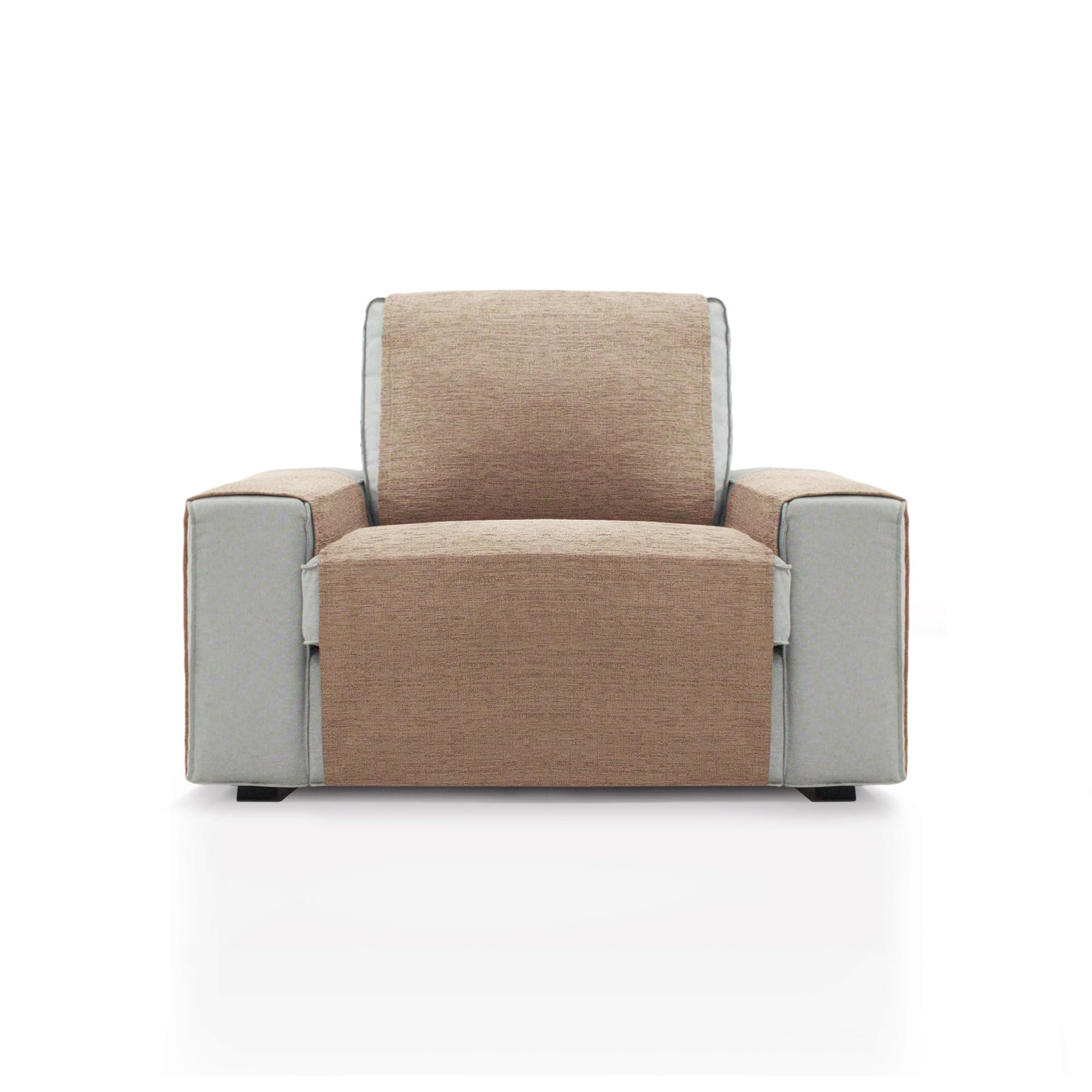Cubre Sillón 1 Plaza o sillón Relax de 55 cm | Modelo PEGO | Lino | Chenilla Tacto Extra Suave, Protector sillón de Calidad Hecho en España con Material Reciclado