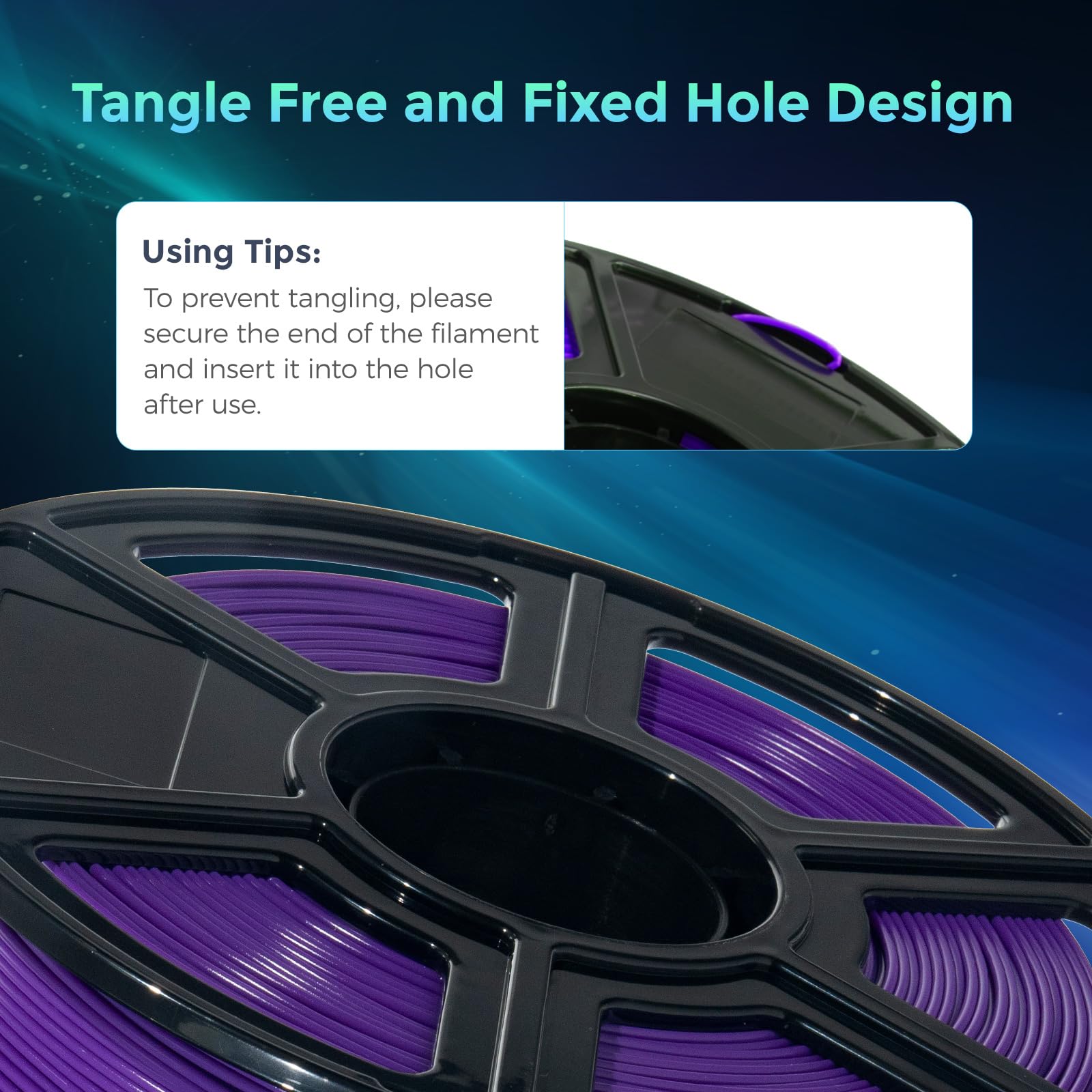 Flashforge Filamento per stampante 3D 1,75 mm, filamento per stampante 3D 1 kg di precisione dimensionale +/- 0,02 mm, rispettoso dell'ambiente, nessun fumo e nessun odore (viola, PLA flessibile)