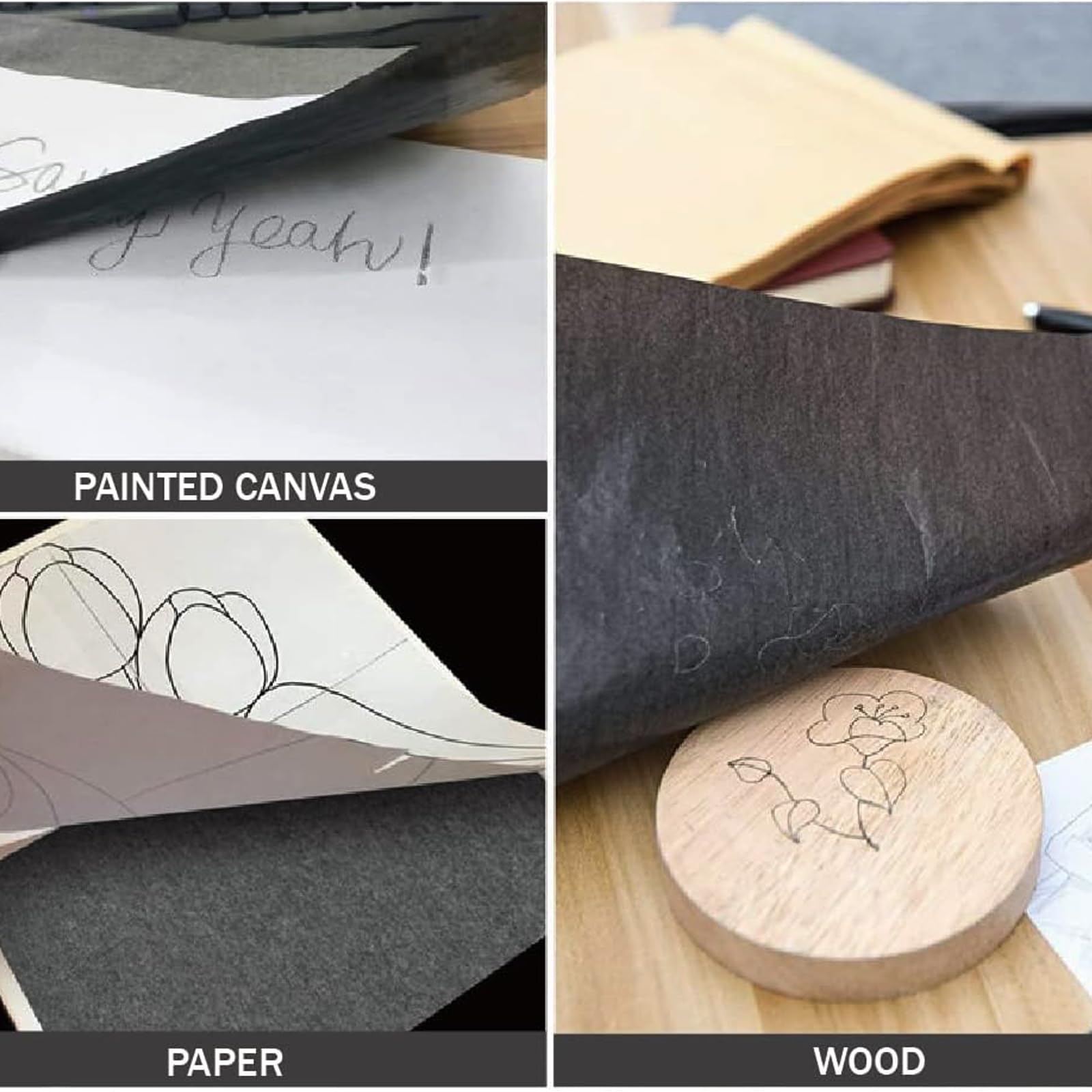 Schwarzes Durchschlagpapier,Blätter Carbonpapier Schwarz,Graphit Transfer Papier,Carbon Transfer Paper,Wiederverwendbar Graphitpapier,zum Durchpausen von Zeichnungen auf Holz Papier Leinwand 50PC