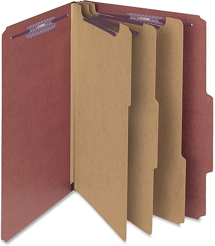 Smead Carpeta de archivos de clasificación de cartón prensado con sujetadores SafeSHIELD, 3 divisores, expansión de 3 pulgadas, tamaño legal, rojo,