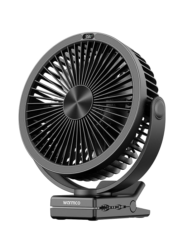 Warmco 10000mAh Rechargeable Clip on Fan, 8 Inch Desk Fan for Camping by Warmco - Used condition - US$24.11