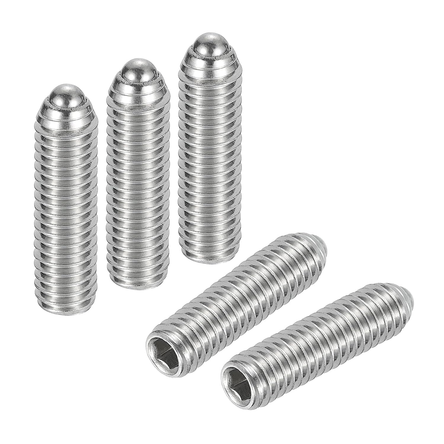 uxcell Ball Point Set Screws, M5 x 10mm 304 Stainless Steel Metric Spring Hex Socket Screw 20pcs
