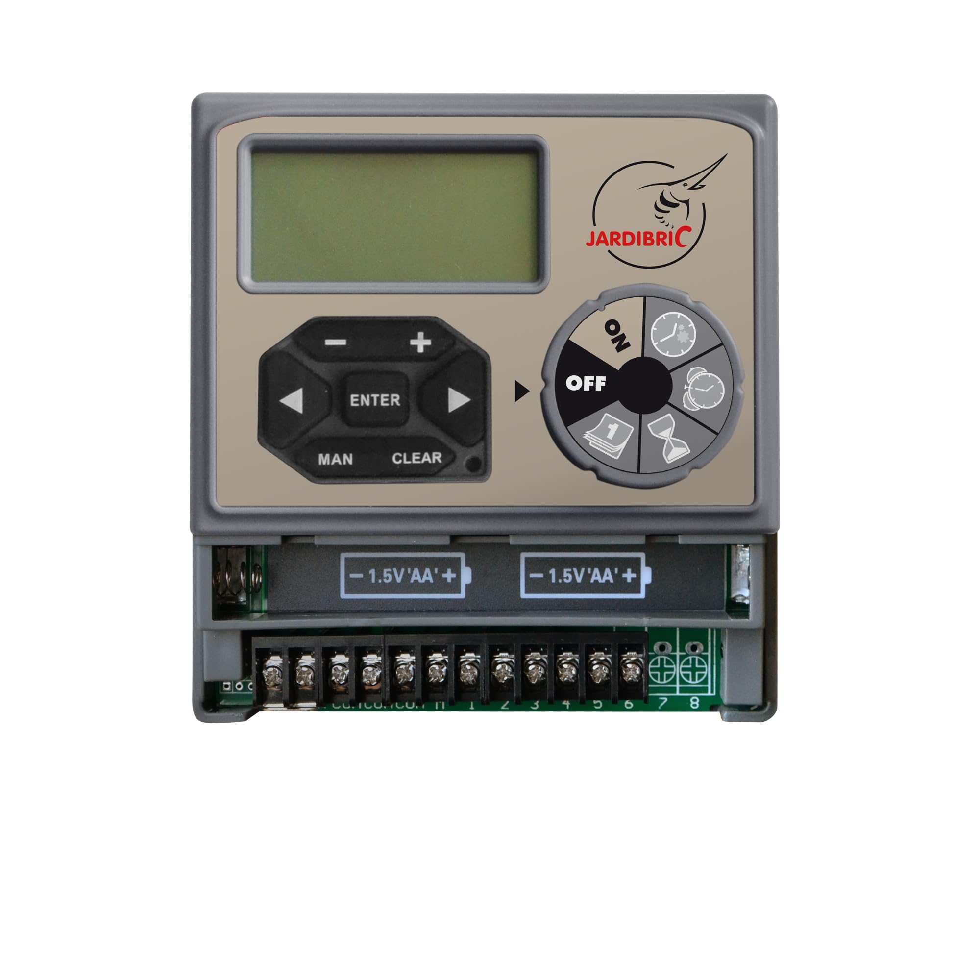 Jardibric – Programador de riego 9 V 6 vías – 2 programas independientes multi-zonas electroválvula