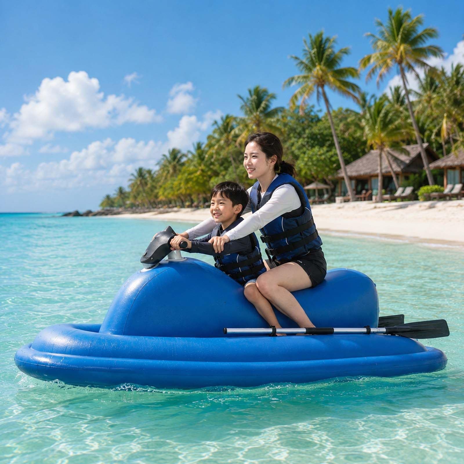 QFGain Electric Inflatable Kayak with Removable Underwater Scooter, 500W Motor, 10Ah Battery, Air Pump, Paddle, Diving Handle and Repair Kit Boat+500W10A