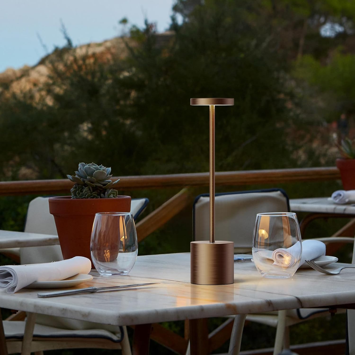 SAKRINGT Cordless Table Lamps Rechargeable,6000mAh Portable Battery Operated LED Table Light for Restaurant Outdoor 2 Pack Brown