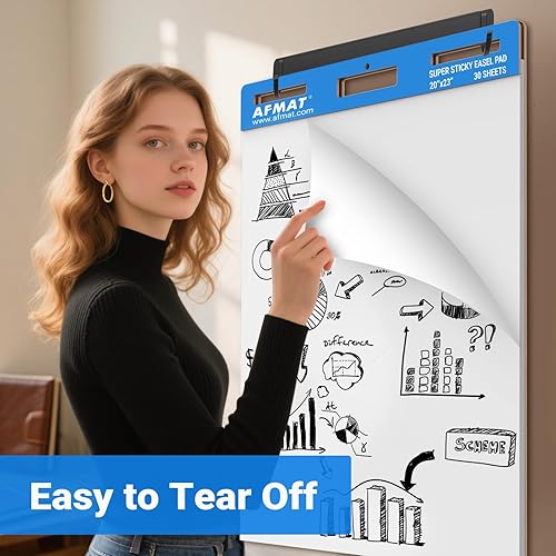 Miniatura 6 de AFMAT Almohadillas adhesivas de caballete, 20 x 23 pulgadas, papel para profesores, súper pegajosas y resistentes a las manchas, papel de caballete