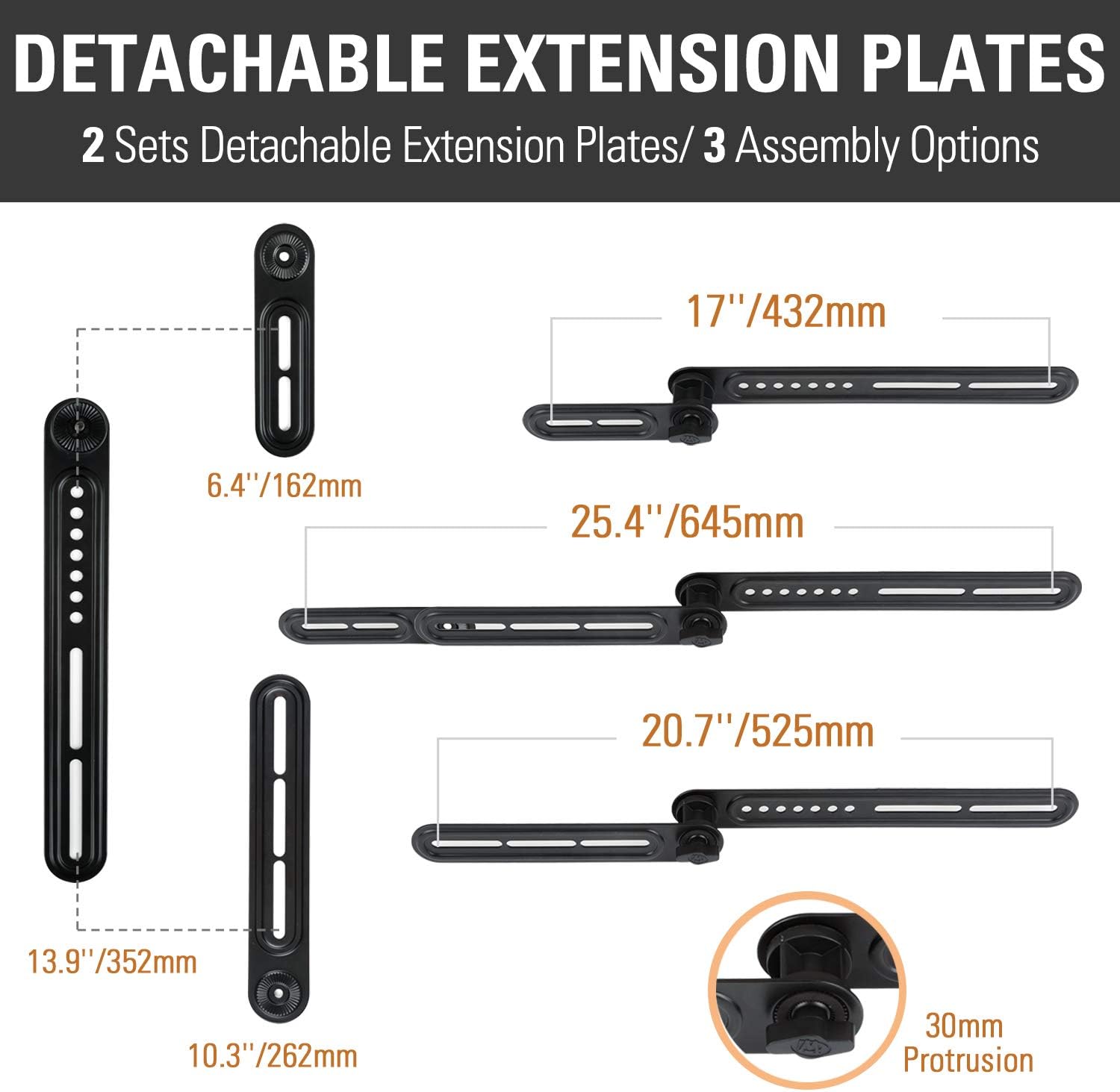 Hot Deals Soundbar Bracket Sound Bar TV Mount Designed for TVs with Protruded Bottom on Back - Up to 22 lbs - with Detachable Long and Short Extension Plates by Mounting Dream MD5421