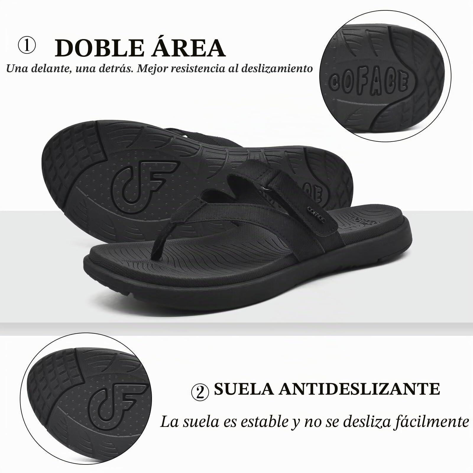 COFACE Chanclas Mujer Moda Ortopedicas Sandalias de Dedo Cuero Verano Playa Antideslizante