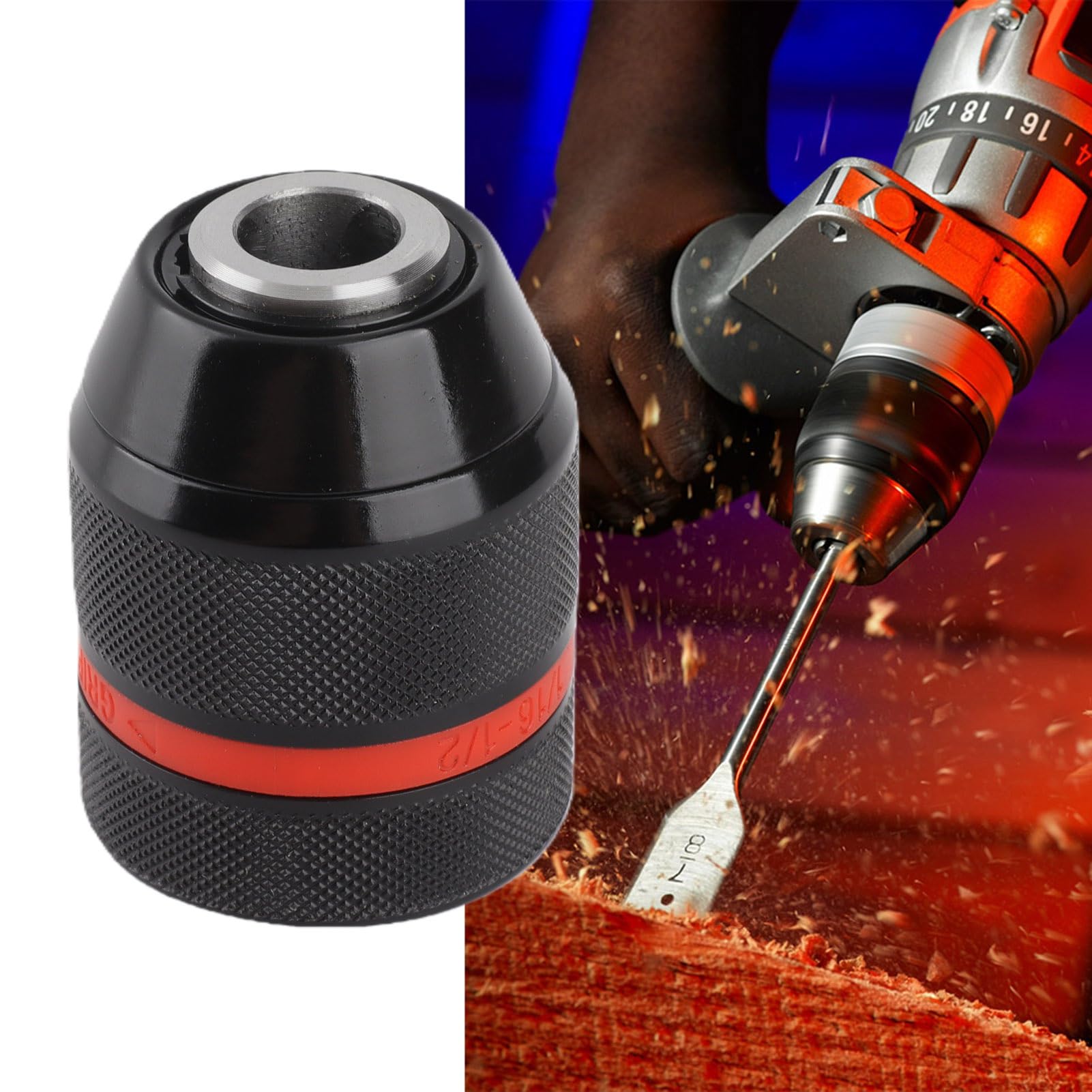 - Portabrocas de repuesto sin llave, portabrocas de mano sin llave, 1 soporte de 2-20 Unf de 2 ~ 13 mm, portabrocas autoajustable