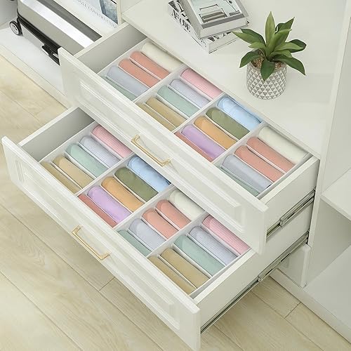 Miniatura 3 de Qozary Paquete de 3 divisores organizadores de cajones de ropa interior de calcetines, cajas de almacenamiento plegables de tela no tejida para