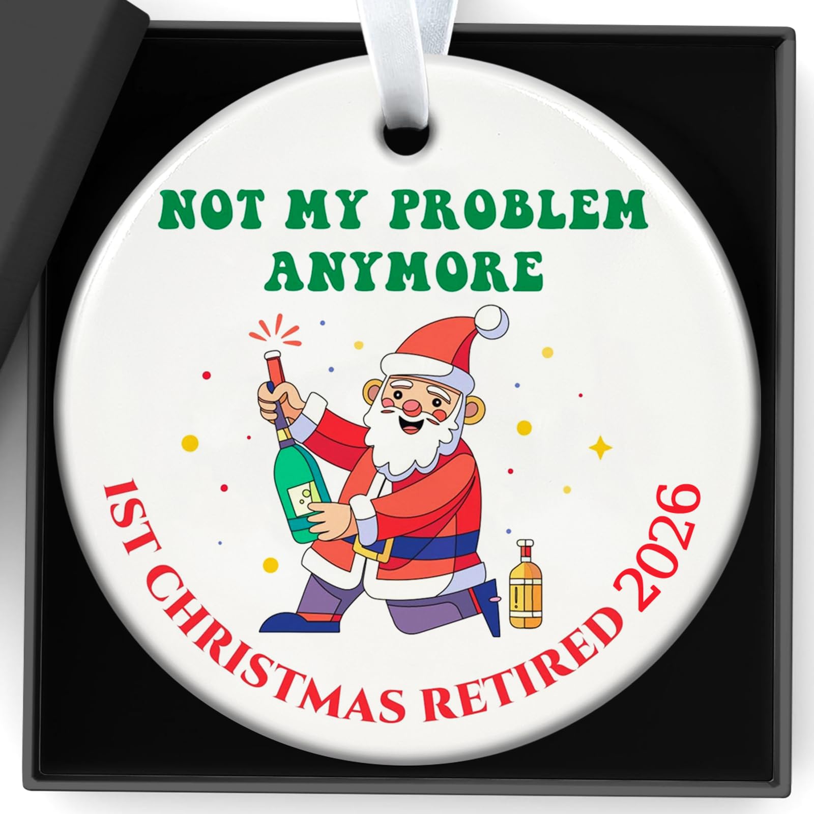 Qylazune Women's Red Retirement Gifts For Christmas Decorations Ceramic Sign Not My Problem Anymore 1St Christmas Reti 2026 For Reti ,Coworker,Nurse,Teacher,Friend,Mom Happy Retirement Appreciation Gift