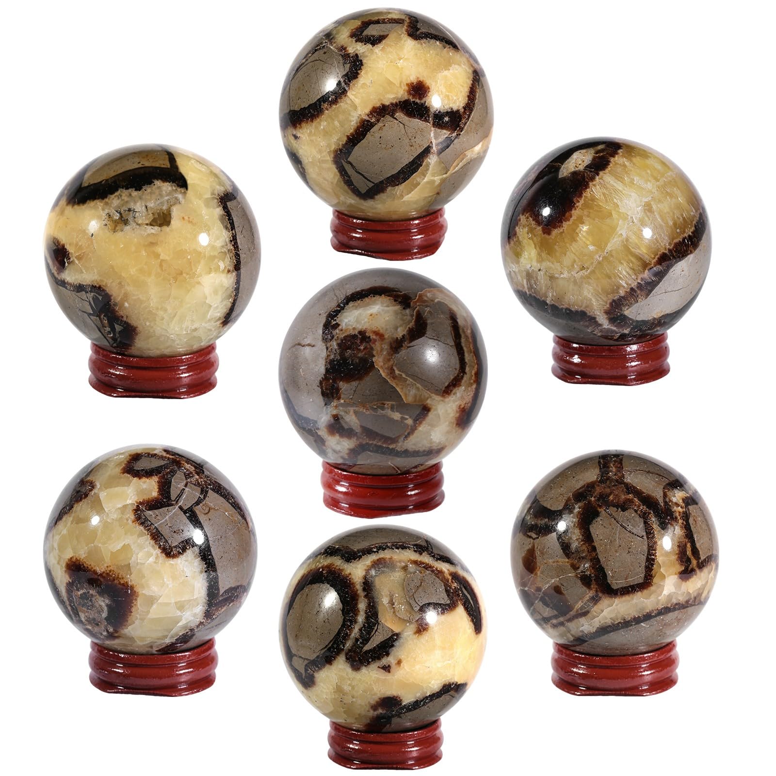 KYEYGWO Natural Septarian Dragon Stone Crystal Ball Ornament with Stand - Image 3